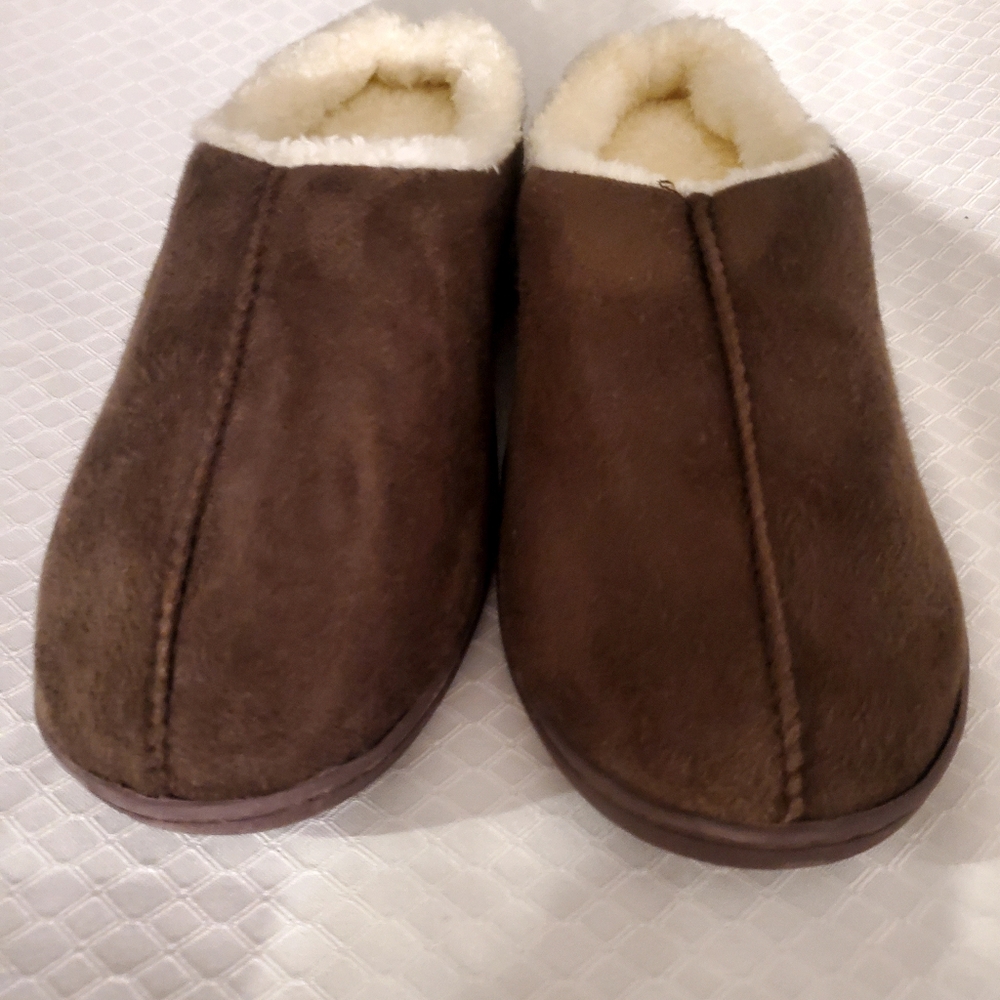 Unisex Sherpa Cozy Slippers Memory Foam Warm Brown Suede Women's Size 7 / 8